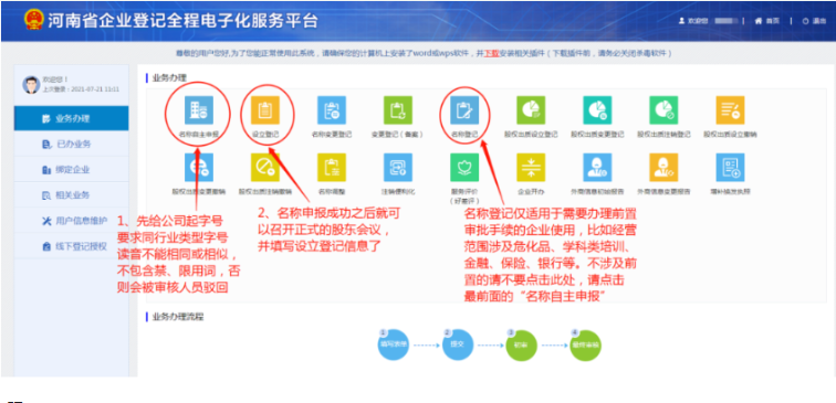 河南掌上登記個體戶流程名稱申報階段